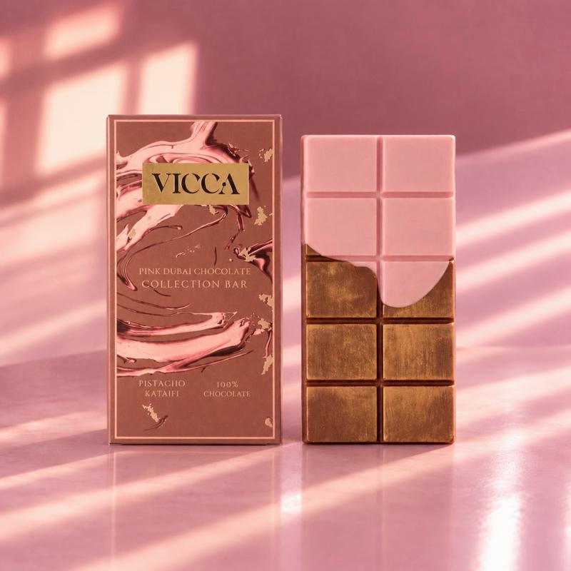 Chocolate de Dubái by Vicca || Pink Dubai Chocolate Collection Bar